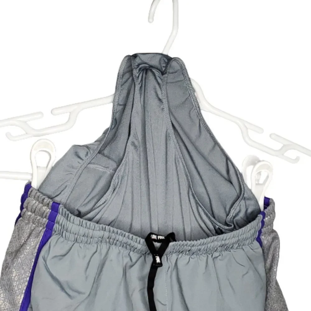 Victoria's Secret PINK Parachute Fully Lined Track Short Gray Silver and Purple‎